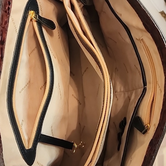 Vintage Brahmin Classic Black Leather Top-Handle Satchel Bag Pursel - Picture 8 of 16